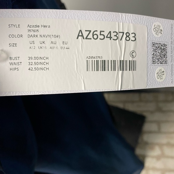 Azazie Navy Long Sleeve Gown - Picture 6 of 6